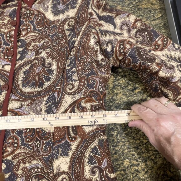 Silk‎ Land  Women Sz PL JacketCreamy/Brown  Floral Paisley Pleated Quilt Lined - Picture 14 of 15